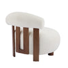 Nube Modern Boucle Accent Chair with Curved Backrest and Four-Leg Design, Off White, Walnut | Nube Fauteuil d'Appoint Moderne en Bouclette a Dossier Courbe et Quatre Pieds, Blanc Casse, Noyer