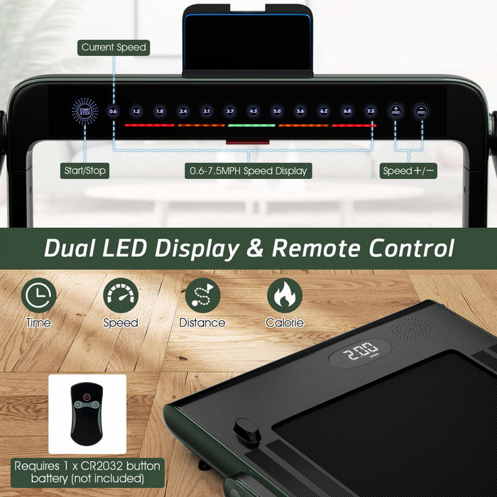 Superfit 2.25hp 2 In 1 Dual Display Folding Treadmill Jogging Machine W/app Control Green
