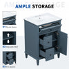 Vivo 24 Inch Single Sink Bathroom Vanity with Flip Drawer and Solid Wood Legs, Blue Gray | Vivo Meuble-Lavabo Simple 24 po avec Tiroir Bascule et Pieds en Bois Massif, Bleu Gris