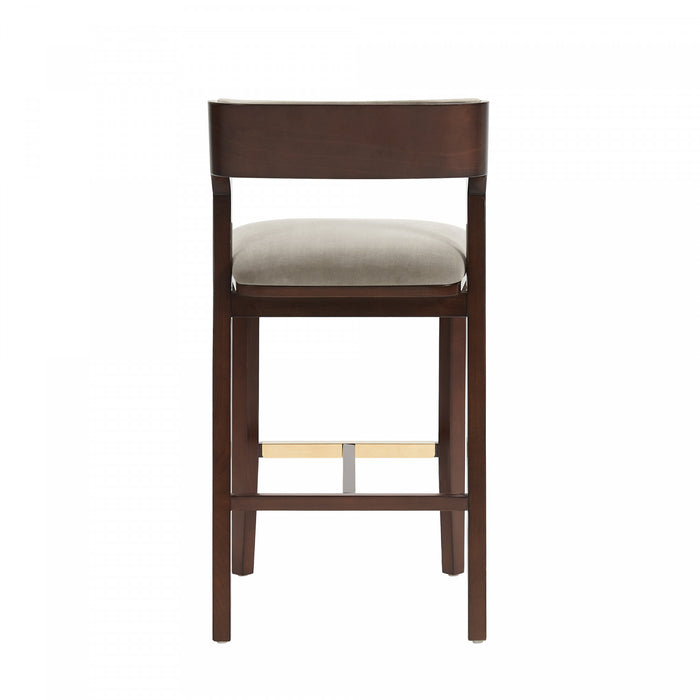 Patricia Modern Wood Upholstered Barstool in Linen Bar Stool