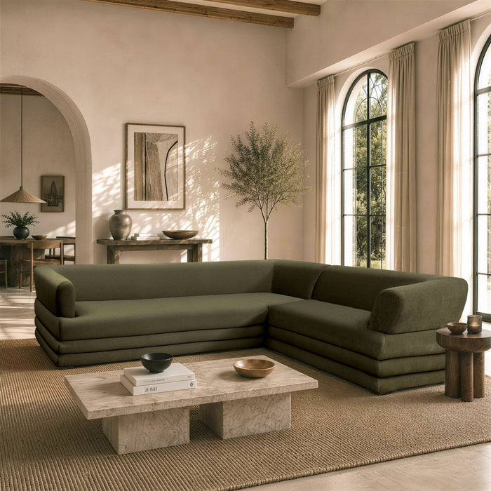 Royal Contemporary Modern 2-Piece Sectional in Green