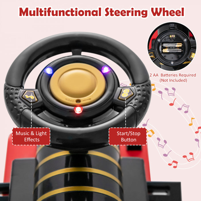 6v Electric Kids Ride On Train Motorized Train Toy W/ Track & 6 Wheels Black