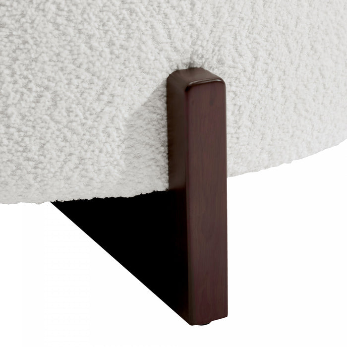 Sophia Round Storage Ottoman Coffee Table with Tufted Upholstery - White