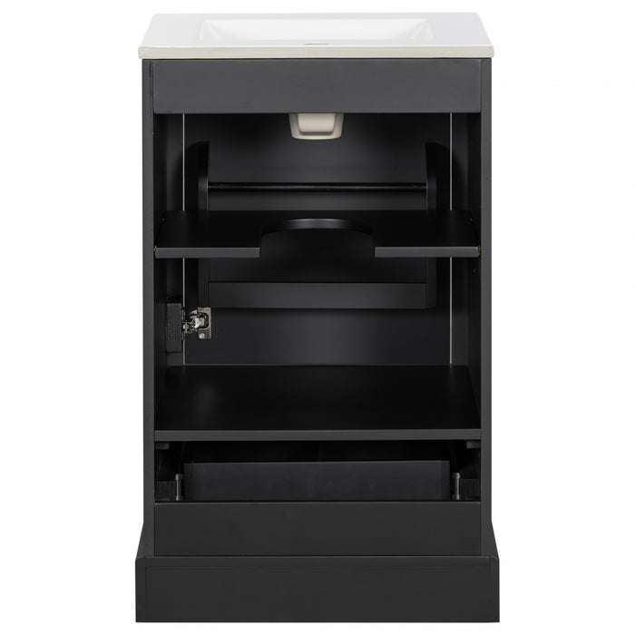 Harper 20 Inch Compact Modern Bathroom Vanity with Ceramic Sink, Black