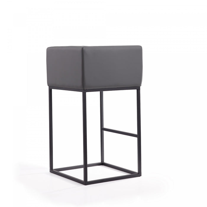 Embassy Mid-Century Modern Metal Upholstered Barstool in Gray - Set of 2