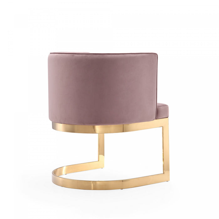 Aura Modern Velvet Metal Dining Chair in Blush - Set of 2