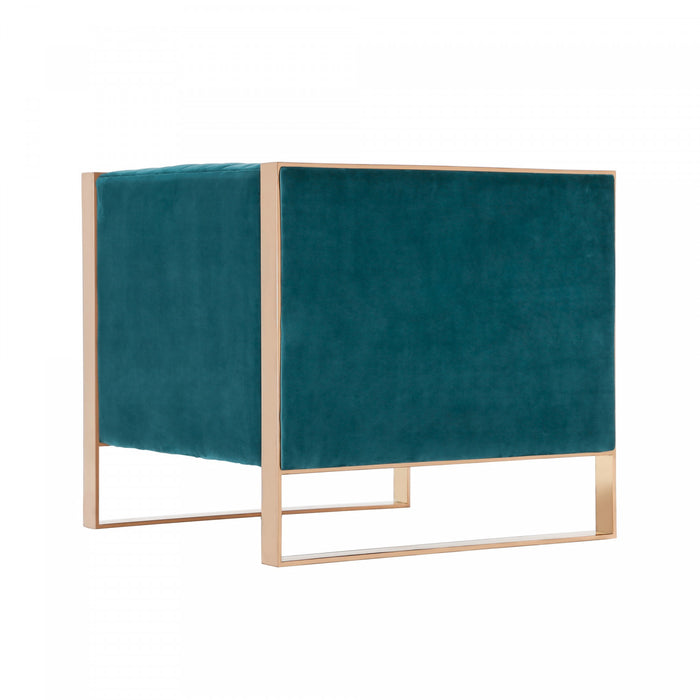 Trillium Mid-Century Modern Velvet Lounge Chair in Teal - Set of 2