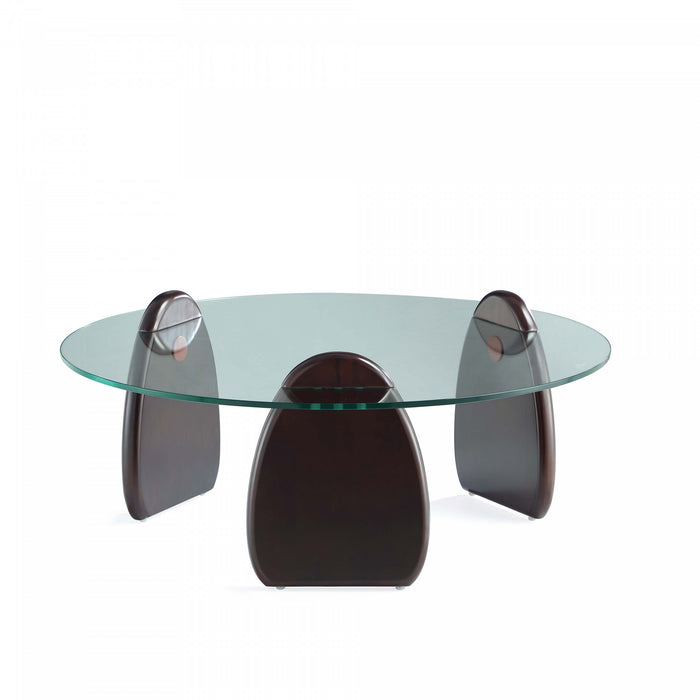 Artesia Modern Glam 2-Piece Coffee Table & End Table Set in Walnut