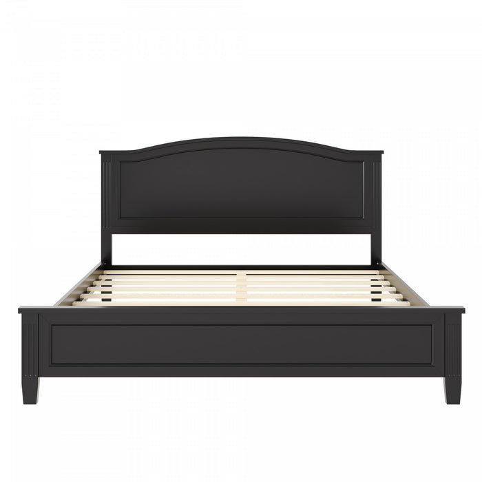 Benson Full Size Solid Wood Platform Bed with Stylish Headboard, Black