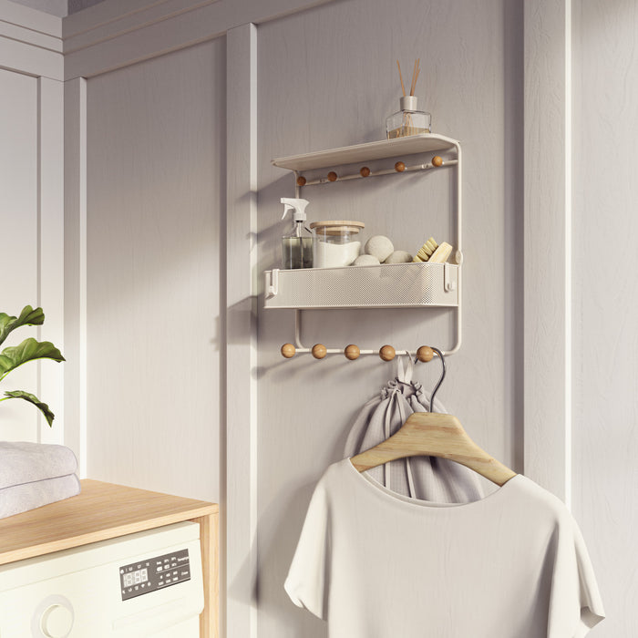 Umbra Estique Shelf with Hooks - White