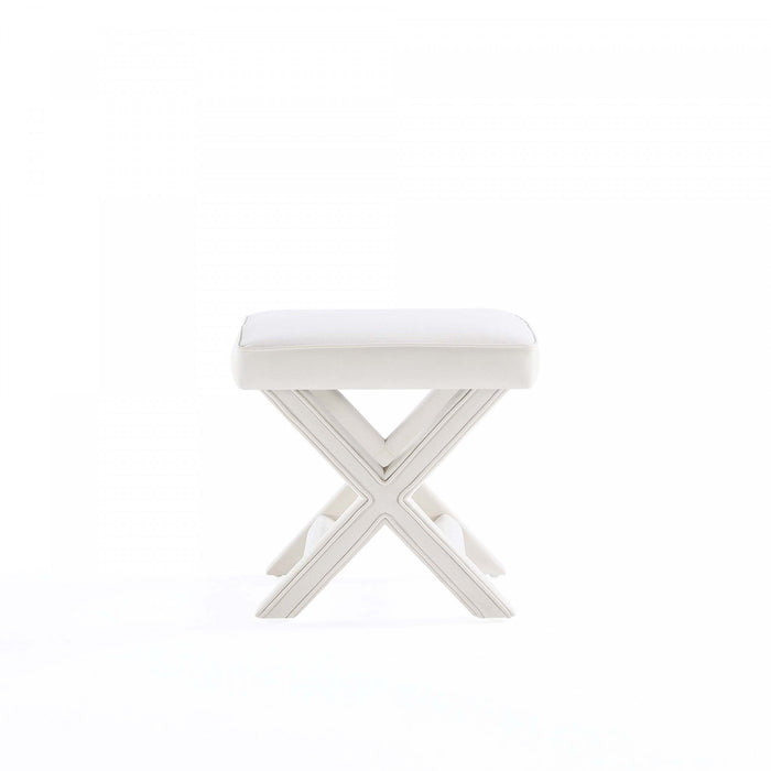 Abigail Mid-Century Modern Upholstered Velvet Accent Bench in Cream