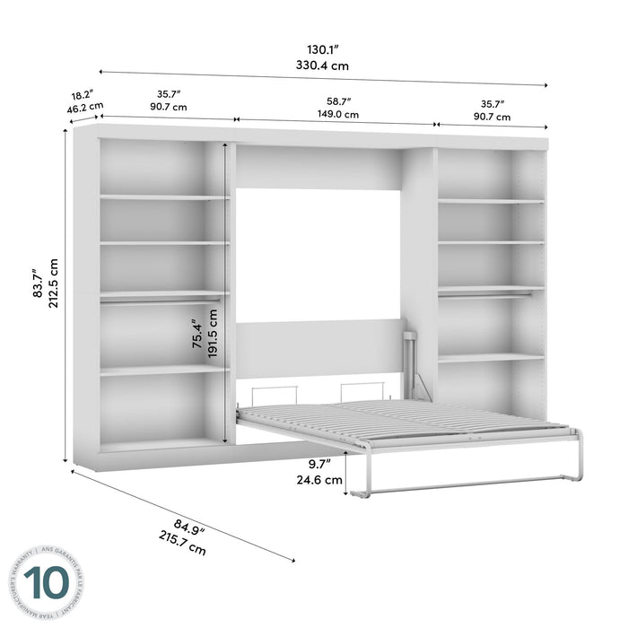 Bestar Pur Full Murphy Bed with Two Shelving Units (131 W) - Chocolate