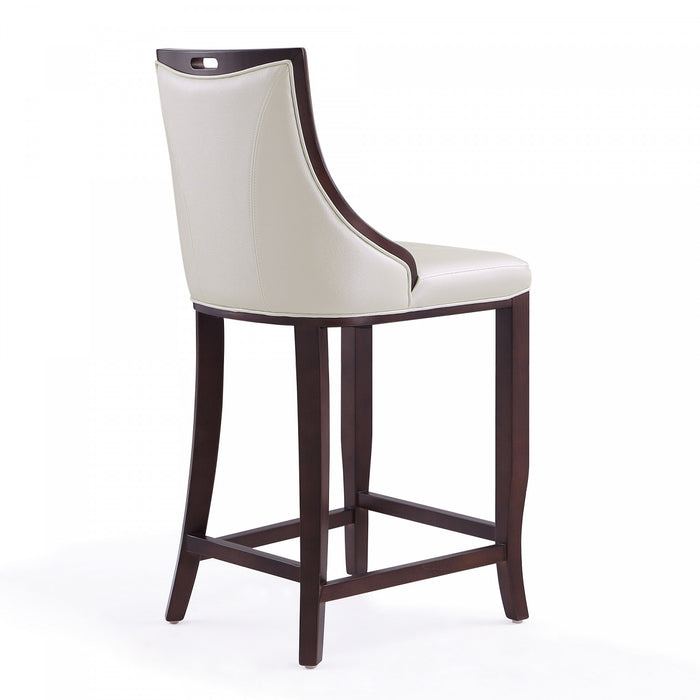 Emperor Traditional Wood Upholstered Barstool in Pearl White - Set of 2