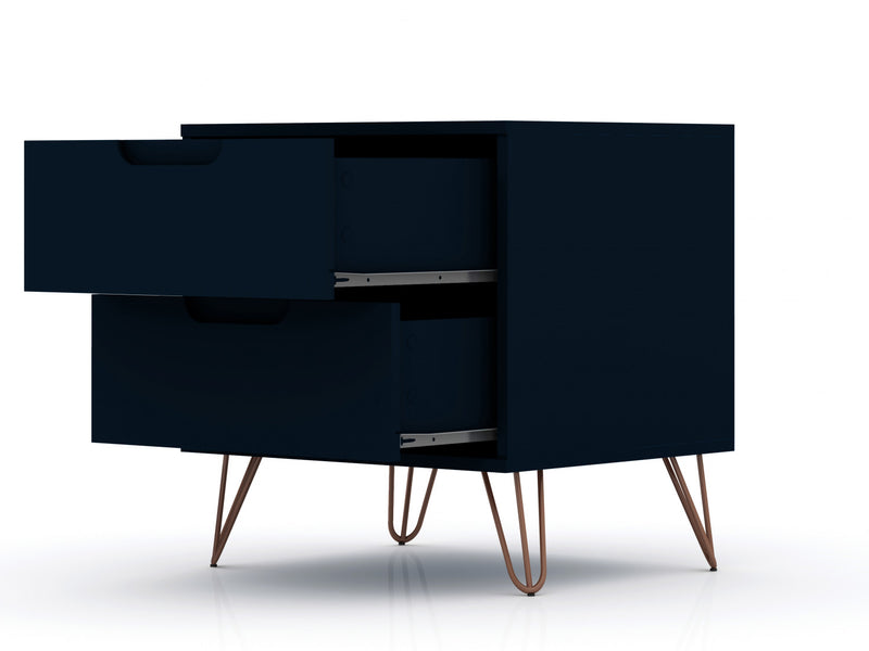 Rockefeller Mid-Century Modern 2-Piece Dresser Set in Midnight Blue