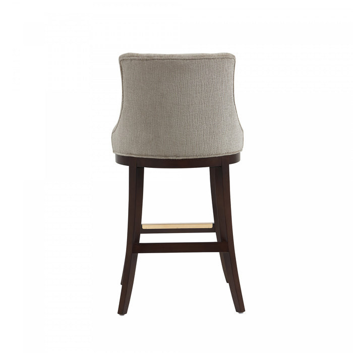 Lucia Modern Chenille Wood Upholstered Barstool in Taupe - Set of 2