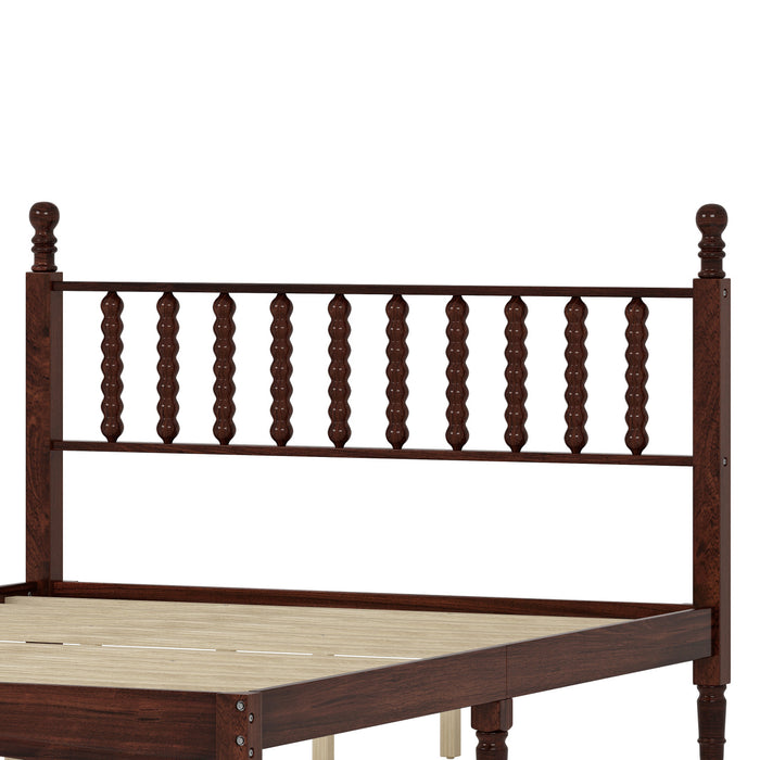Oliver Retro Wood Platform Bed with Gourd Shaped Headboard - Dark Brown 