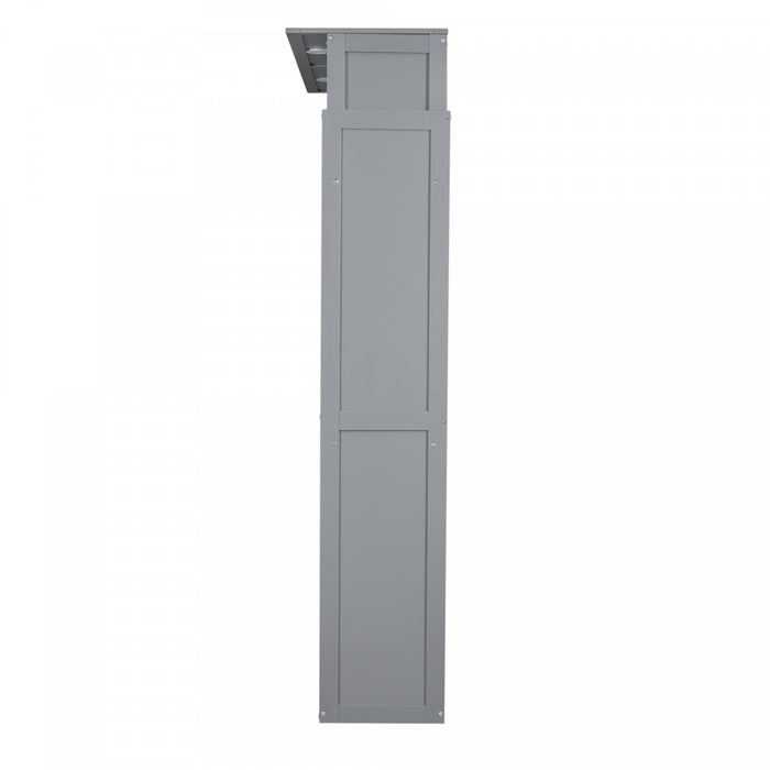 Glenn Engineered Wood Murphy Bed With Shelves And Led Lighting, Queen Size, Grey