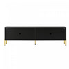 Arcadia 70.5 Inch Modern TV Cabinet with Textured Doors and Gold Legs, Black/Wood | Arcadia Meuble TV Moderne 70.5 po avec Portes Texturees et Pieds Dores, Noir/Bois