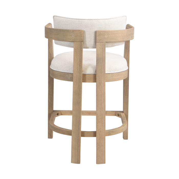 Tiffany 26\" Counter-height Stool Set Of 2 With Solid Wood Frame, Linen Look Fabric - Natural