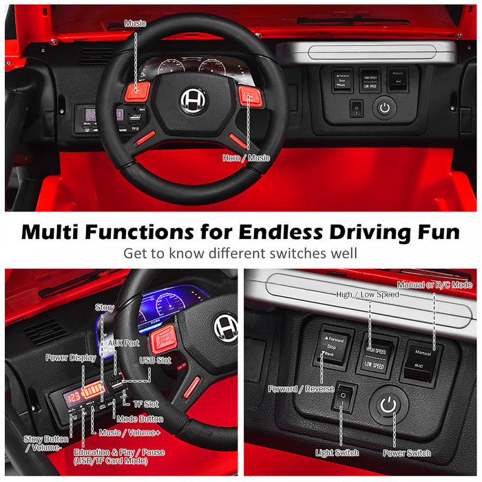 Costway 12v Kids Ride On Car 2 Seater Truck Rc Electric Vehicles W/ Storage Room Red