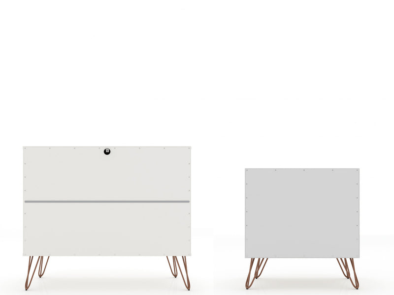 Rockefeller Mid-Century Modern 2-Piece Dresser Set in White