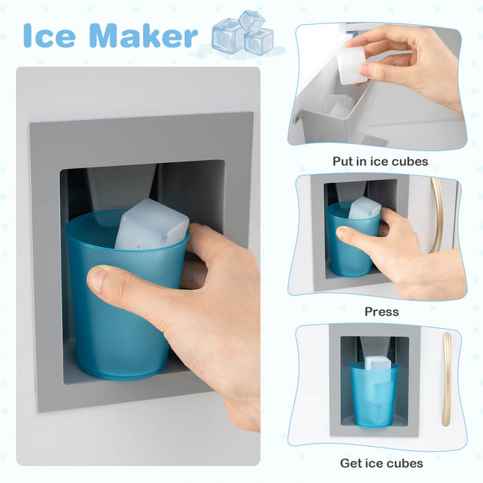 Costway Kid's Pretend Play Kitchen Toddler Kitchen Playset With Blackboard Beige