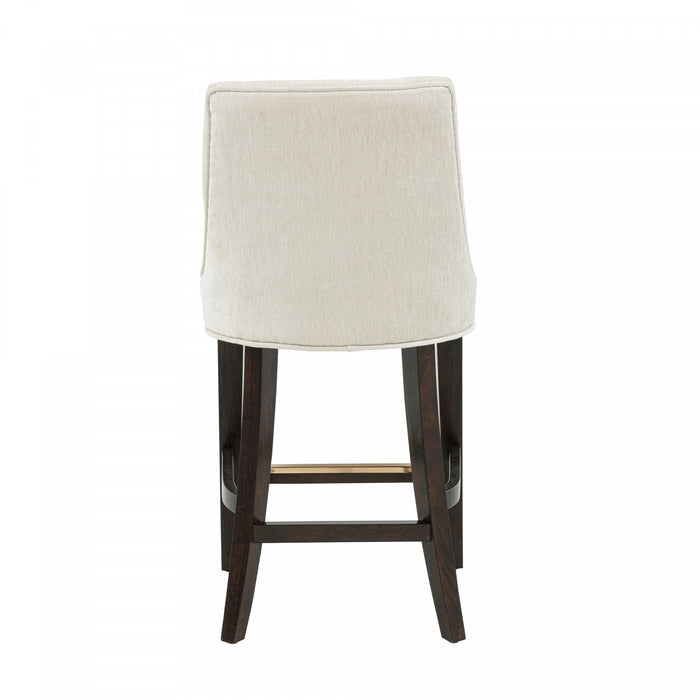 Beever Modern Chenille Wood Counter Stool in Cream - Set of 3 Bar Stool