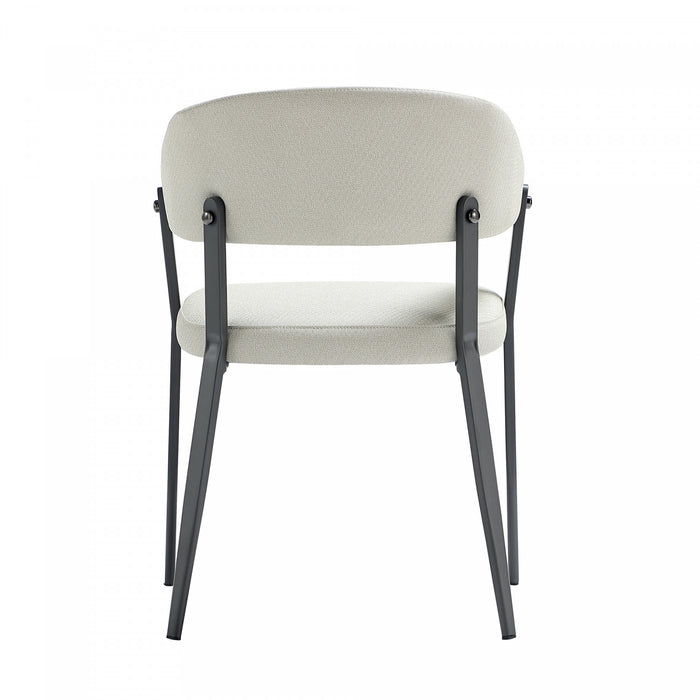 Belle Modern Metal Upholstered Dining Chair in Oatmeal - Set of 4