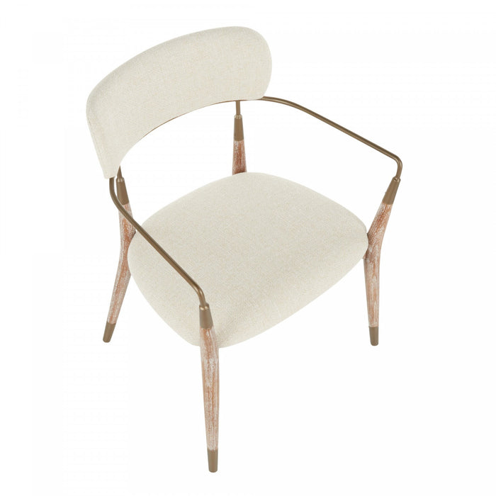 LumiSource Savannah Cream Fabric Contemporary Dining Chair - Set of 2