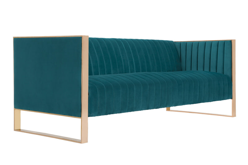 Trillium Mid-Century Modern 2-Piece Sofa Set in Teal