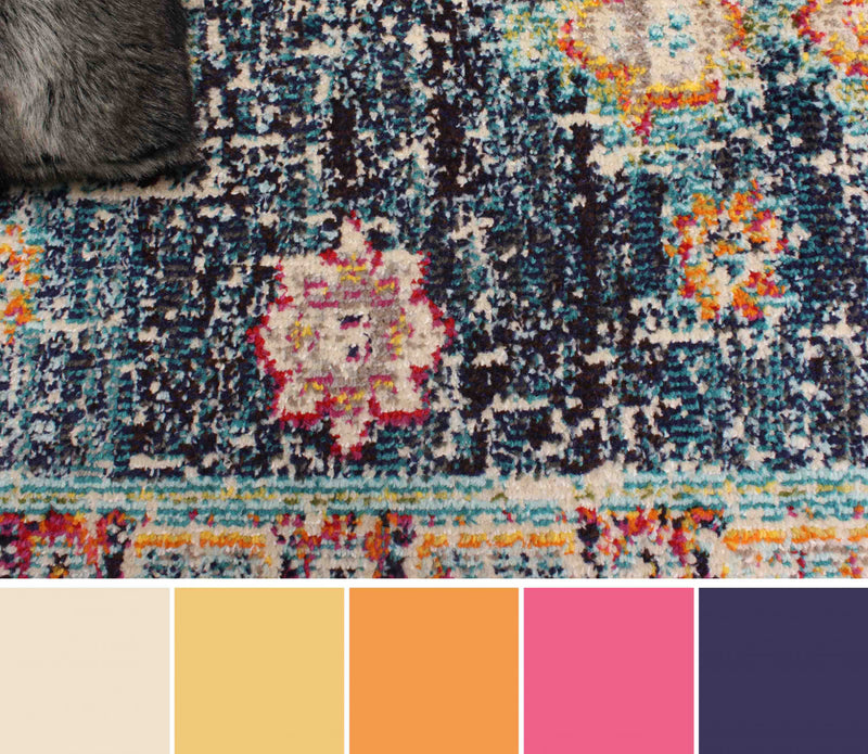 Lotus Navy Rug 2'8\" x 8'2\"