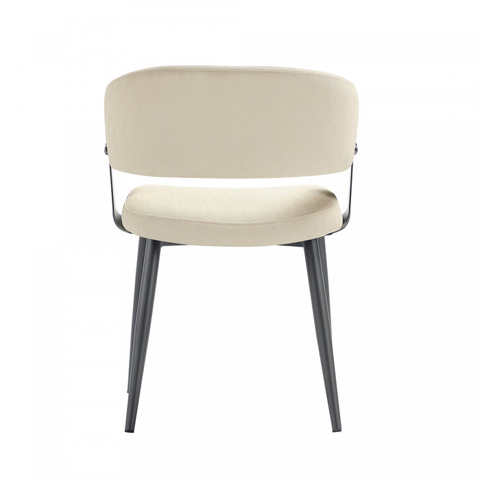 Luce Modern Textured Vegan Leather Metal Dining Chair in Sand - Set of 2