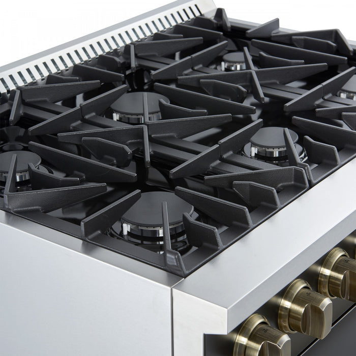 Forno Marco 36-inch Gas Range, Black ,4.32 cu.ft - FFSGS6277-36BLK