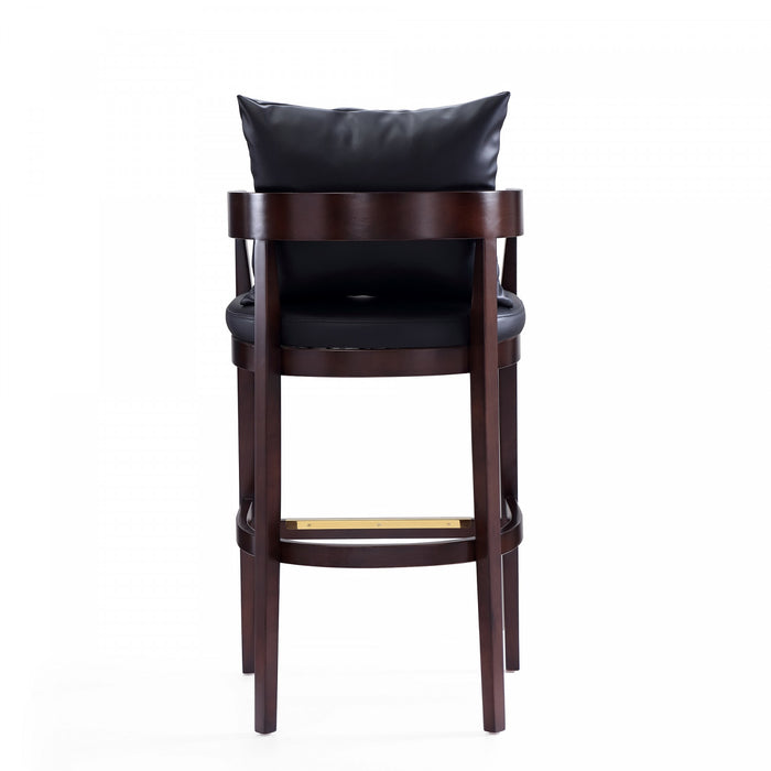 Ritz Mid-Century Modern Wood Upholstered Barstool in Black - Set of 3
