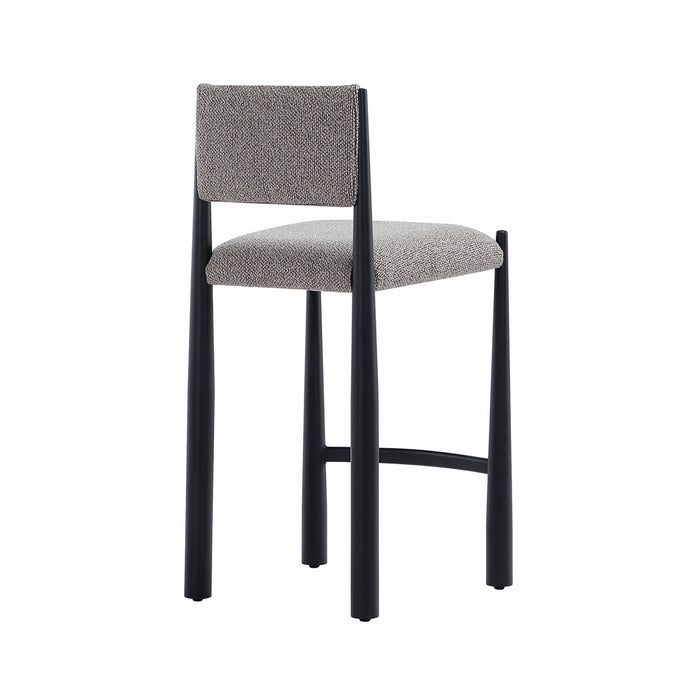 Lennor Mid-Century Modern Boucle Metal Counter Stool in Mushroom