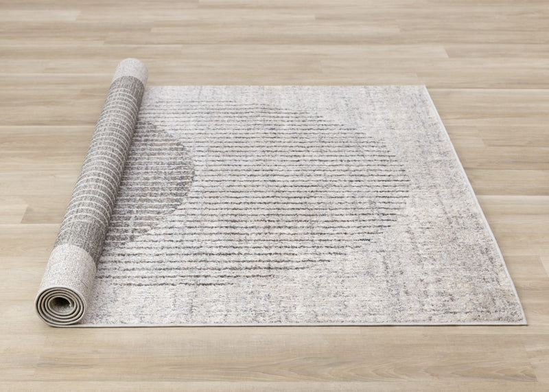 Solace Soft Low-Pile Grey White Merging Circles Area Rug - 5'3\" x 7'7\"