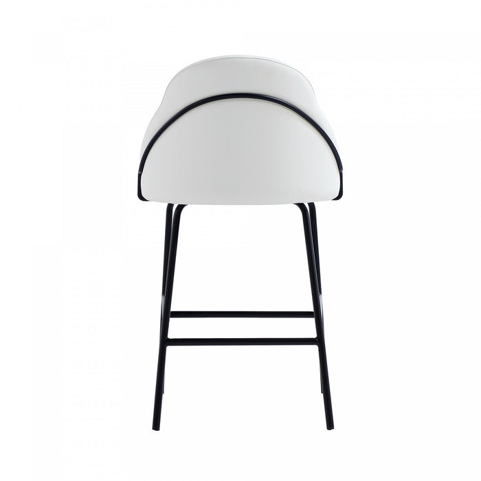 Gracie Modern Metal Upholstered Counter Stool in White and Black Bar Stool