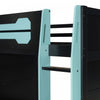 Olivia Wood Loft Bed with Desk and Multi-storage Shelves,RGB Light,Blue Full Bed | Olivia Lit mezzanine en bois avec bureau et etageres de rangement multiples, Lumiere RGB, Bleu