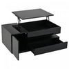 Oliver Height Adjustable Coffee Table with Drawer Cabinet LED Lighting and Storage,Black | Oliver table basse reglable en hauteur – table avec tiroir, placard de rangement et eclairage LED, noir