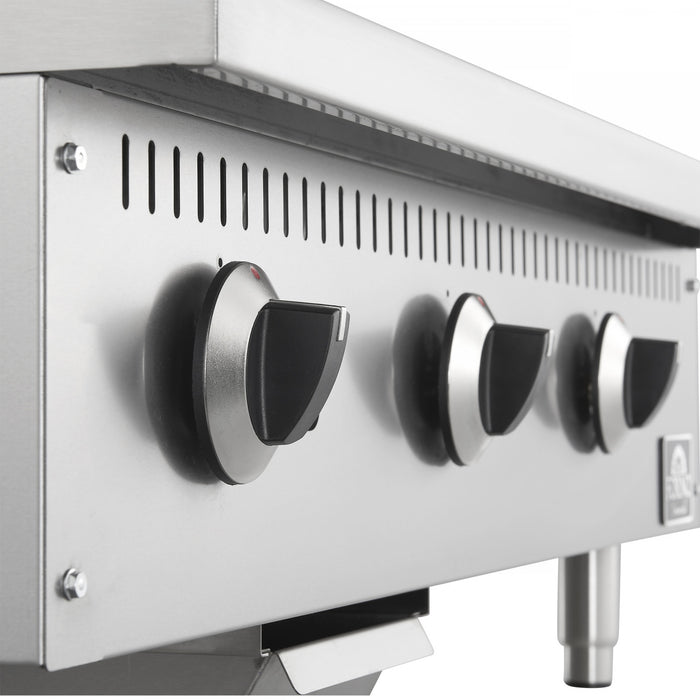 FORNO Commerciale 36 Inch Gas Griddle, 3 Burners, 90,000 BTUs, Stainless Steel - FCMGG0055-36