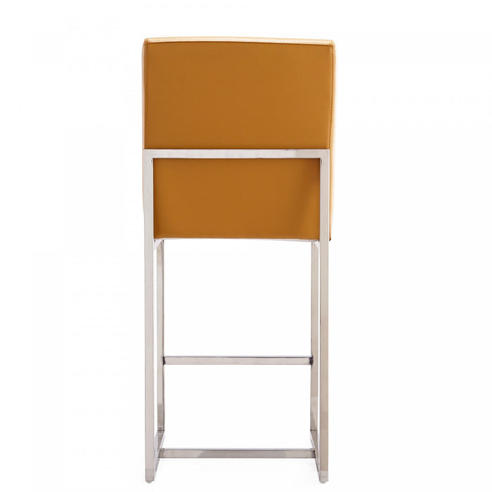 Element Modern Metal Upholstered Counter Stool in Camel - Set of 2