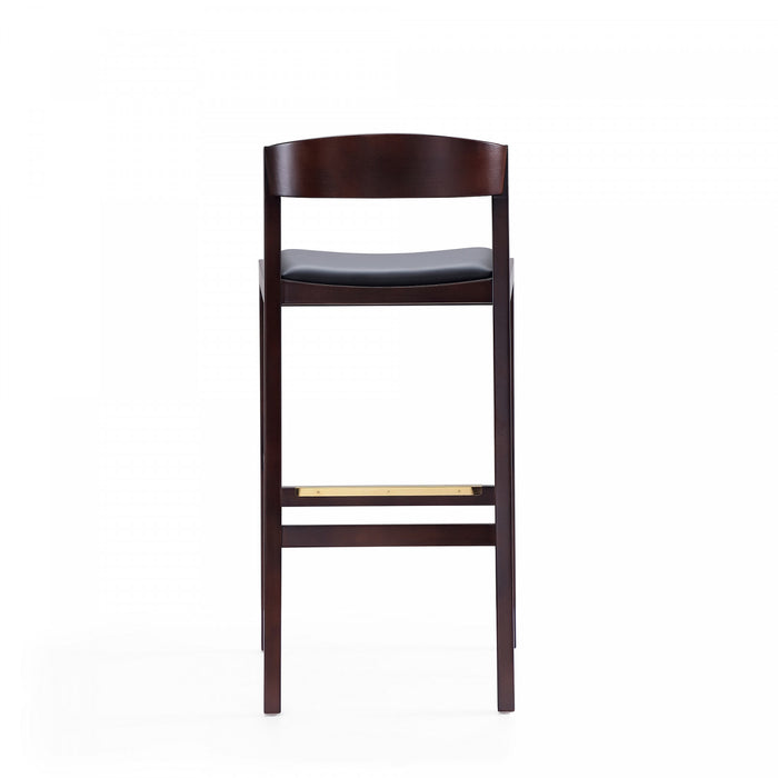 Klismos Mid-Century Modern Wood Upholstered Barstool in Black - Set of 2