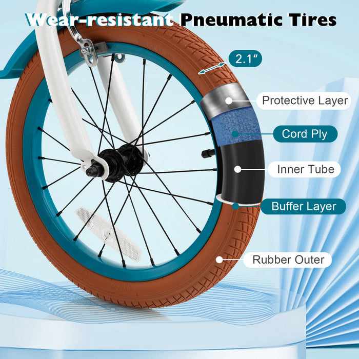 Costway 16\" Kids Bike Toddler Adjustable Bicycle Withtraining Wheel For 4-7 Years Old