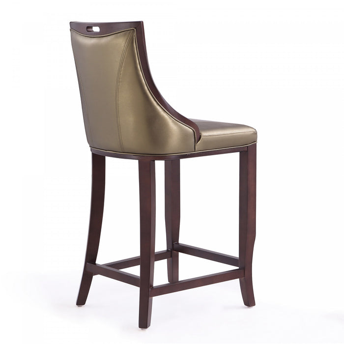 Emperor Traditional Wood Upholstered Barstool in Bronze - Set of 2