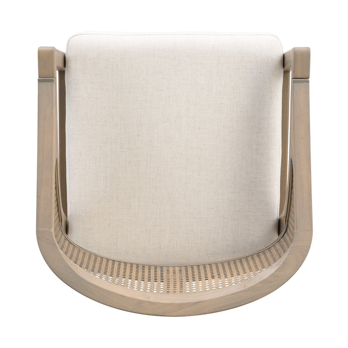 Liam Comfortable Dining Chair Set of 2 with Rattan Back and Rubber Wood Frame,Light Ash