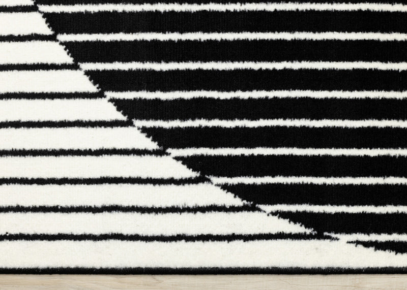 Florence Black White Stripes and Hollow Circle Modern Design, 2'7\" x 4'11\" Indoor Area Rug