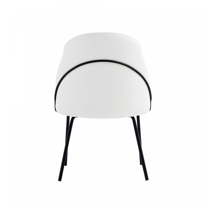 Gracie Modern Vegan Leather Metal Dining Chair in White and Black - Set of 4