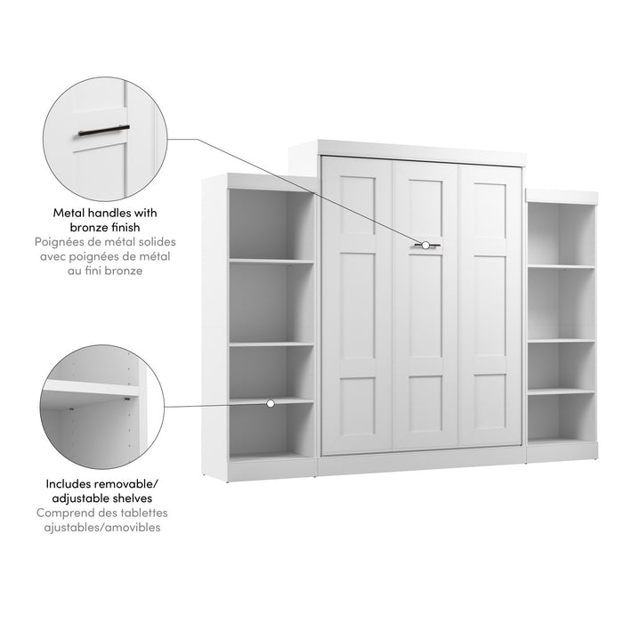 Bestar Edge Queen Murphy Bed with Closet Organizers (115 W) - White