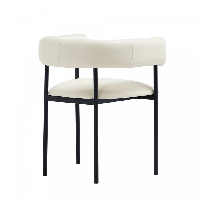 Onda Contemporary Vegan Leather Metal Dining Chair in Ivory