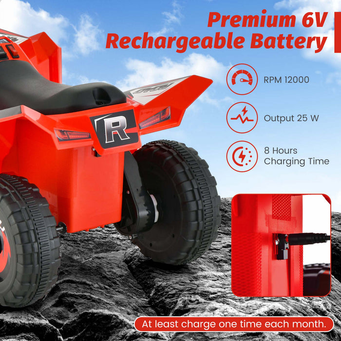 Costway Kids Ride On Atv 4 Wheeler Quad Toy Car 6v Battery Powered Motorized Toy Red